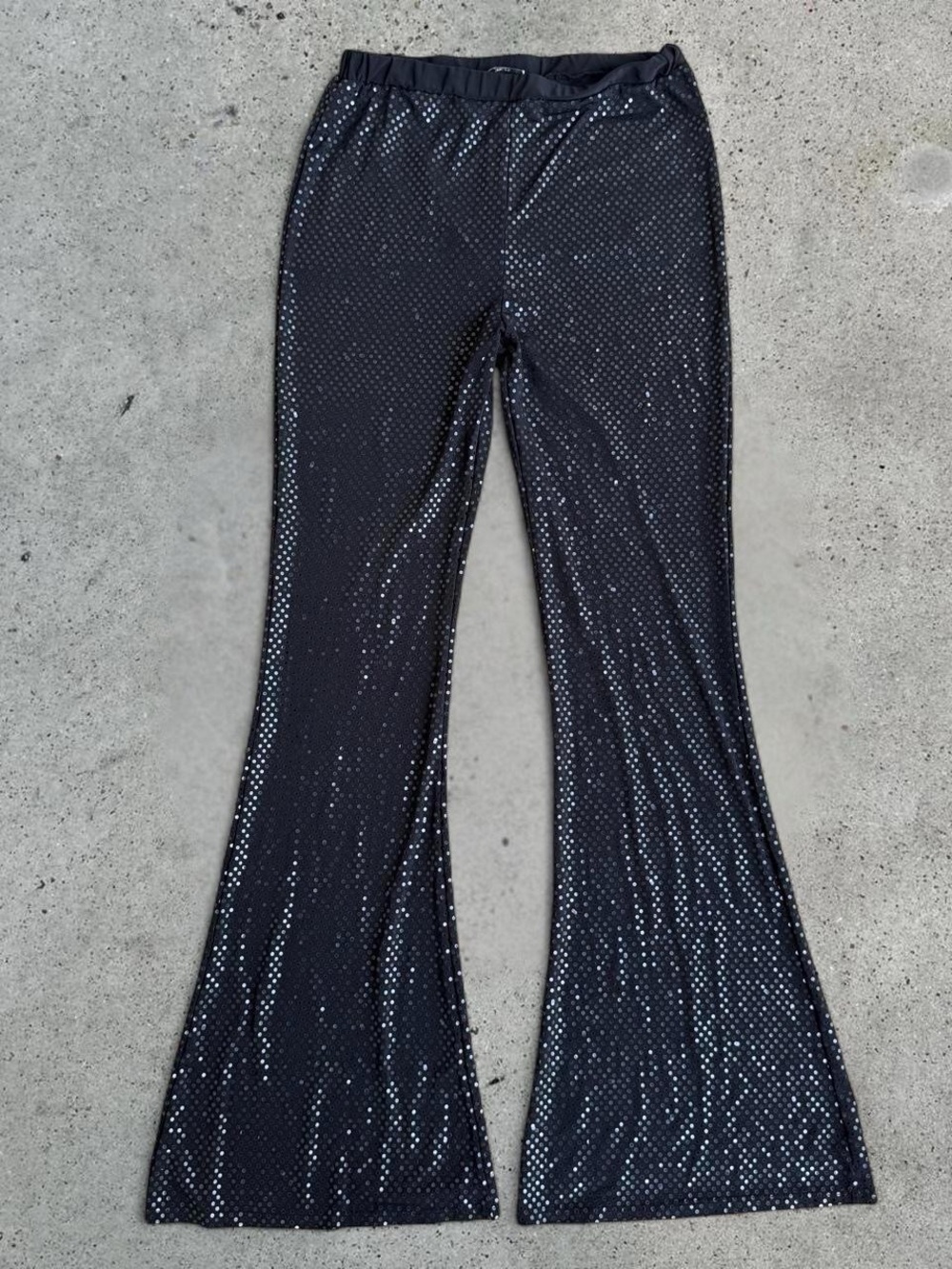 90s Black sequin flare pants
